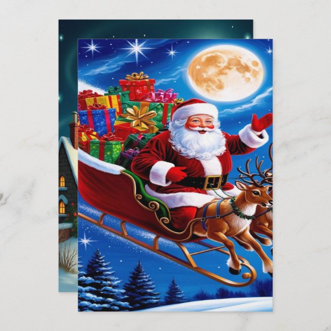 Förtrollande jul vintrig by väggdekor 2025 julkort (Fram/baksida)