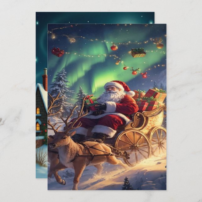 Förtrollande jul vintrig by väggdekor 2025 julkort (Fram/baksida)