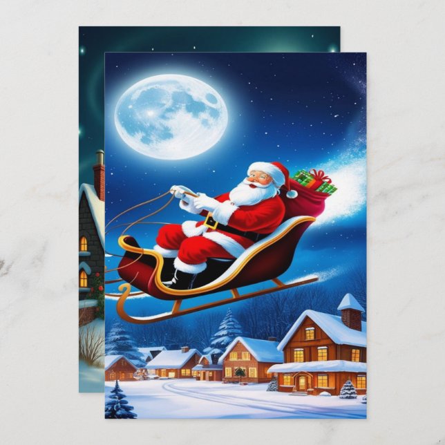 Förtrollande jul vintrig by väggdekoration 2025 julkort (Fram/baksida)