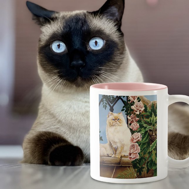 Förtrollande krämrosa persisk katt persisk skog dr Två-Tonad mugg (Skapare uppladdad)