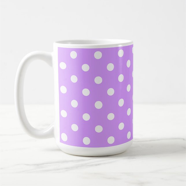 Förtrollande lila och vita prickar kaffemugg (Vänster)