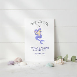 Förtrollande lila sjöjungfru baby shower inbjudan