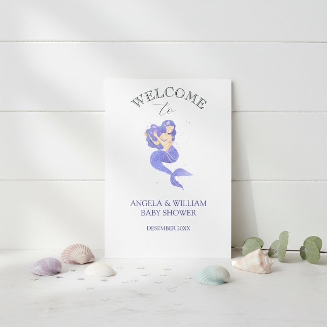 Förtrollande lila sjöjungfru baby shower inbjudan (Skapare uppladdad)