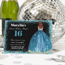 Förtrollande Turkos Glitter Prinsessa Sweet 16