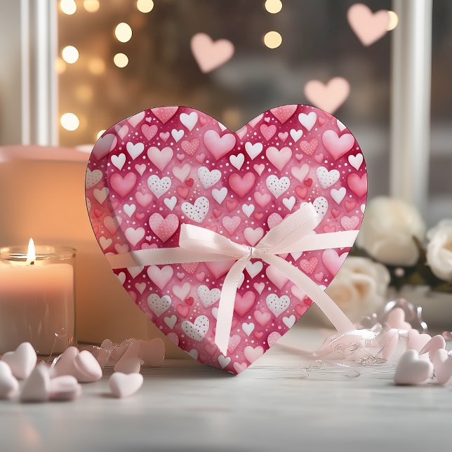 Förtrollande Vattenfärgshjärtan | Polkagris Mönste Presentpapper (Enchanting Watercolor Hearts and Polka Dots Pattern Wrapping Paper)