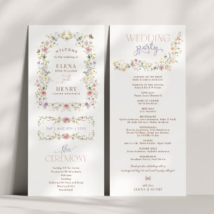 Förtrollat Boho WildblomGarden Wedding Program