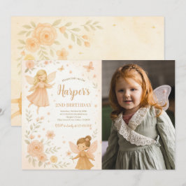 Förtrollat Garden Fairy Birthday Photo Inbjudningar