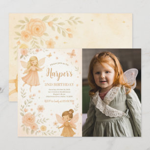 Förtrollat Garden Fairy Birthday Photo Inbjudningar