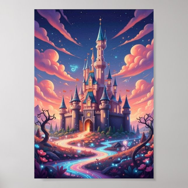 Förtrollat Rike Stjärnhimmel Whimsical Konsttryck Poster (Framsidan)