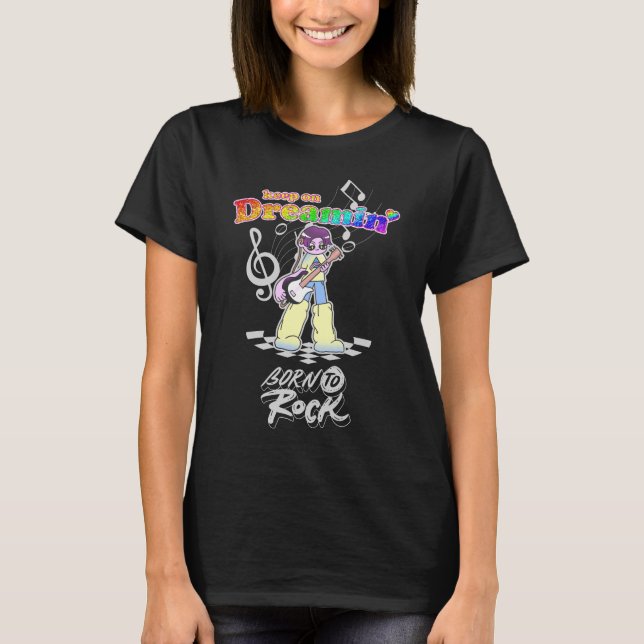 Fortsätt Drömma Y2K Anime Gitarrist  T Shirt (Framsida)