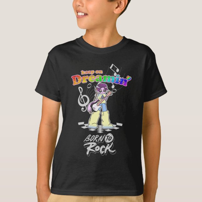 Fortsätt Drömma Y2K Anime Gitarrist  T Shirt (Framsida)