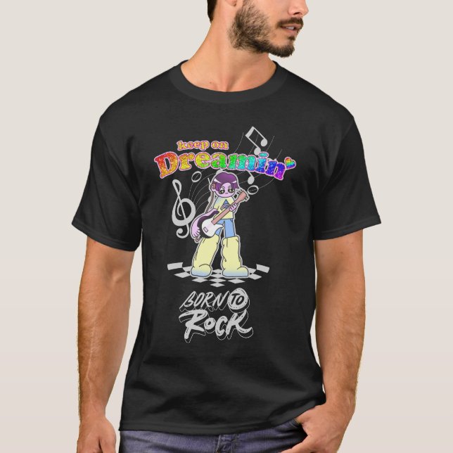 Fortsätt Drömma Y2K Anime Gitarrist  T Shirt (Framsida)
