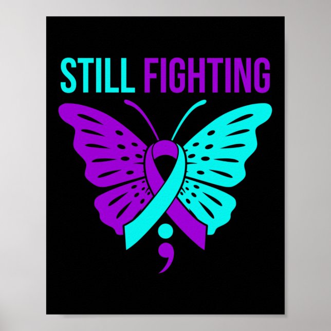 Fortsatt kamp mot Lycklig Suicide Awareness Suppor Poster (Framsidan)