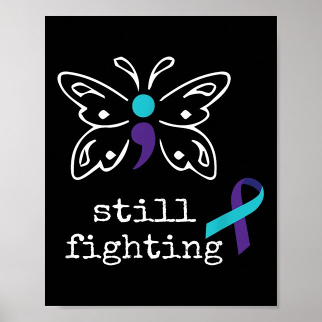 Fortsatt kamp - Semikolon Gift Suicide Prevention Poster (Framsidan)