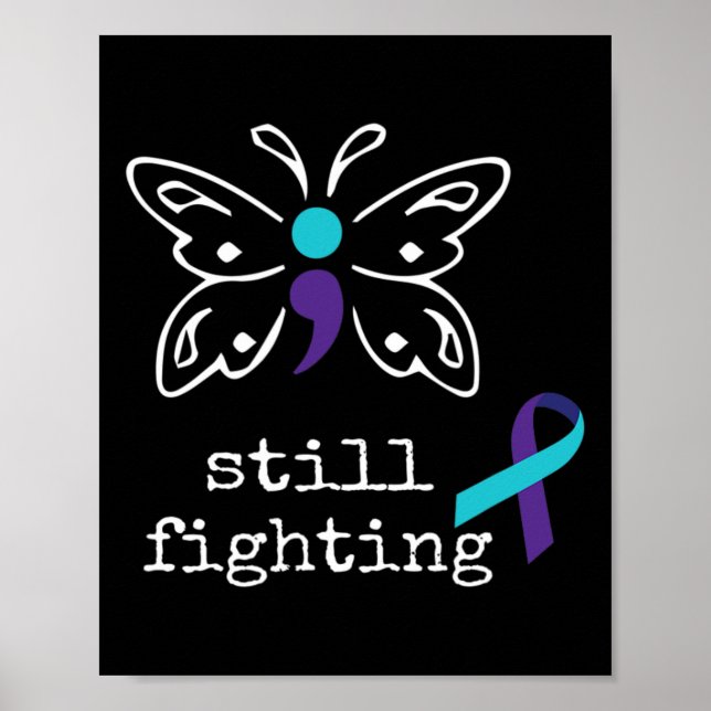 Fortsatt kamp - Semikolon Gift Suicide Prevention Poster (Framsidan)