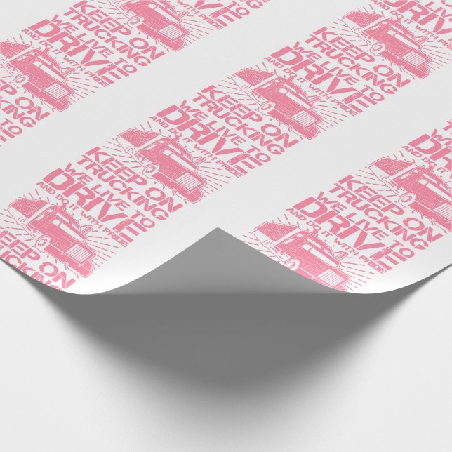 Fortsätt lastbilsåkandet 18-hjulig rosa presentpapper (Hörn)