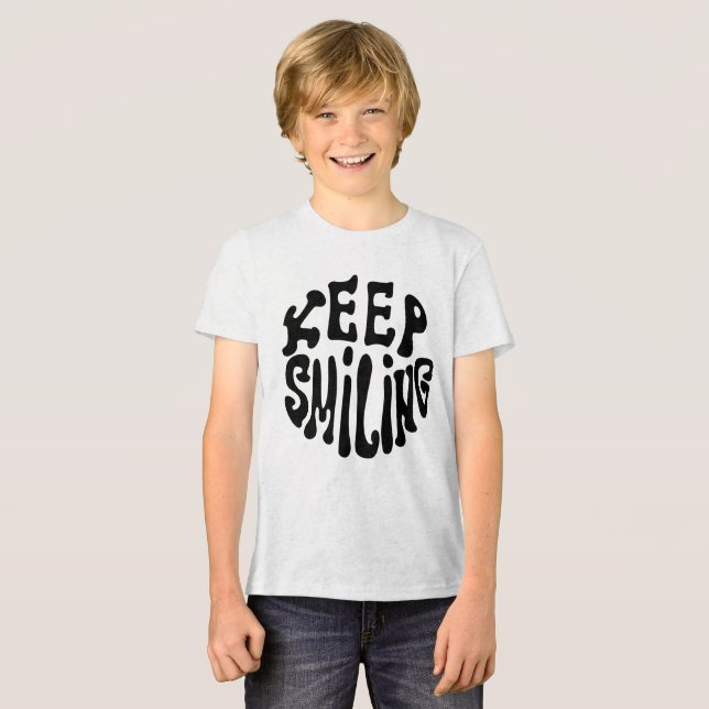 Fortsätt Le! - Enkelt & Glatt Glad Vibe Desig T Shirt (Framsida Full)