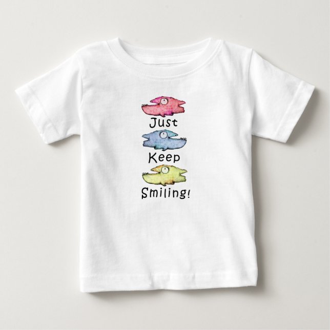 Fortsätt Le! Färgglad tandig fisk T Shirt (Framsida)