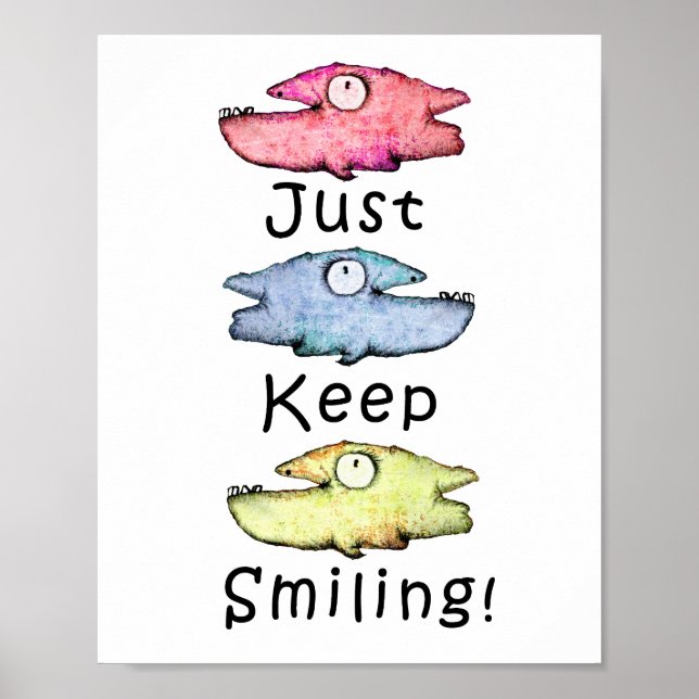 Fortsätt le! Färgrik tandig fisk Poster (Framsidan)