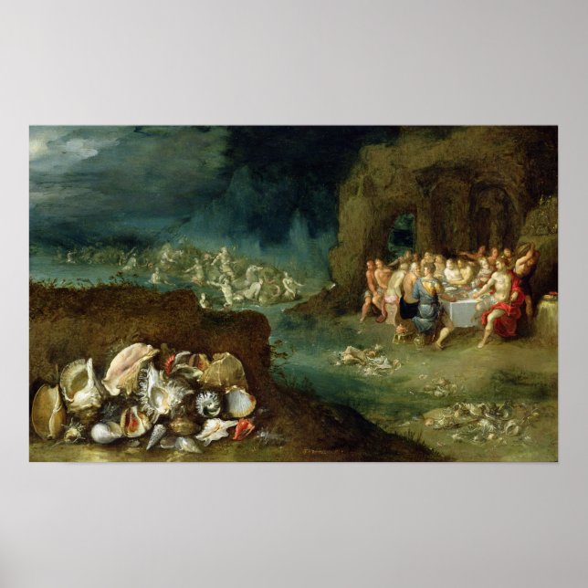 Fortsatt liv i snäckor med gudarnas fest poster (Framsidan)