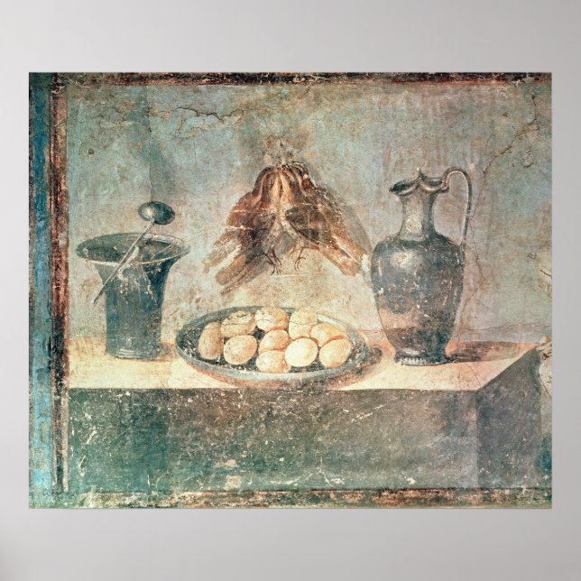 Fortsatt liv med ägg och borst poster (Framsidan)