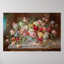 Fortsatt liv med blommor av Hans Zatzka - poster