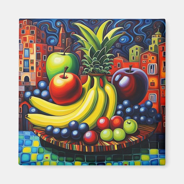 Fortsatt liv med frukt 4 magnet (Framsidan)