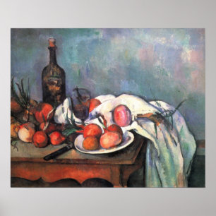 Fortsatt liv med lök - Paul Cézanne Poster