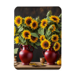 Fortsatt liv med solblommor magnet
