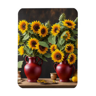 Fortsatt liv med solblommor magnet