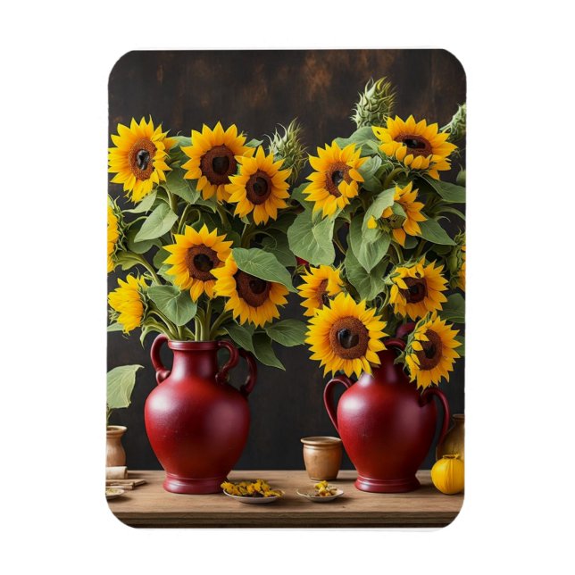 Fortsatt liv med solblommor magnet (Vertikal)