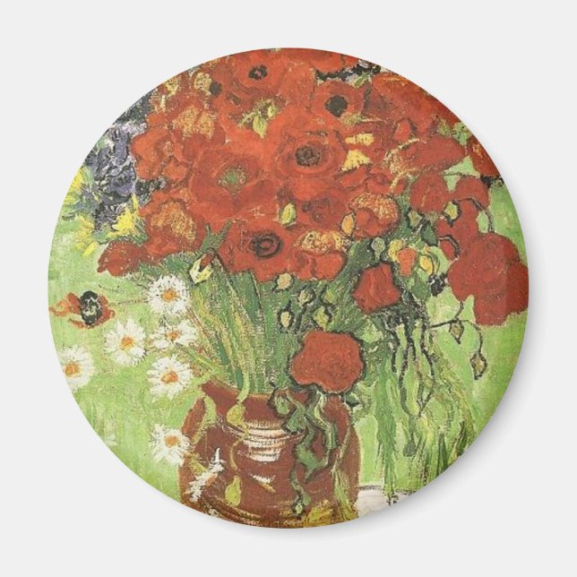 Fortsatt liv - Röda poppies och ljud Magnet (Framsidan)