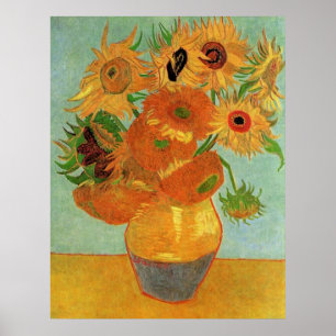Fortsatt liv - Vas med tolv solblommor Poster