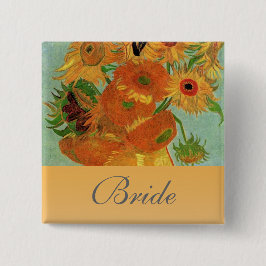 Fortsatt liv - Vas med tolv solblommor, van Gogh Knapp