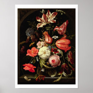 Fortsatt livslängd för blommor på en Ledge Poster