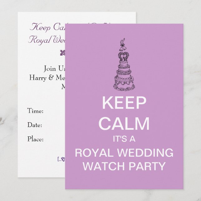 FORTSATT LUGN Royal Wedding Watch Party-inbjudan Inbjudningar (Fram/baksida)