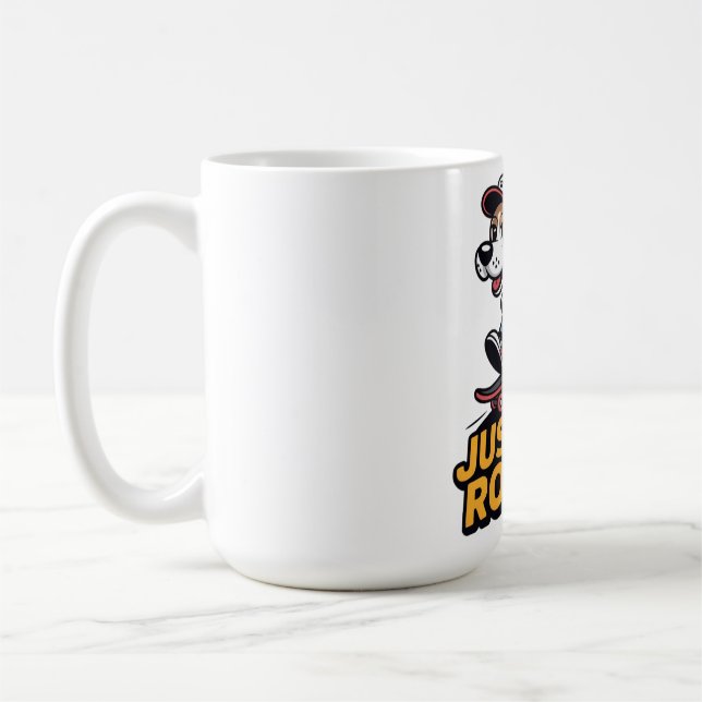 Fortsätt Rulla – Funky Skate Dog Edition Kaffemugg (Vänster)