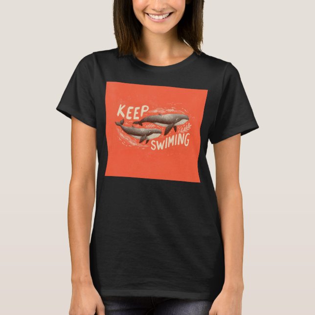 Fortsätt Simma Valar T Shirt (Framsida)