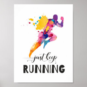 Fortsätt springa Motiverande citat för löparpresen Poster