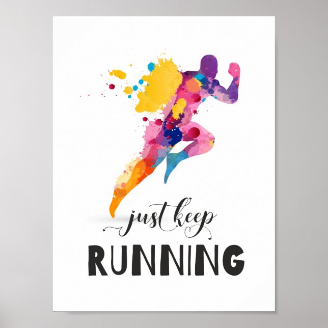Fortsätt springa Motiverande citat för löparpresen Poster (Framsidan)