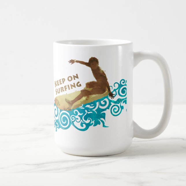 Fortsätt surfa, grunge och vågor för surfkillar kaffemugg (Höger)