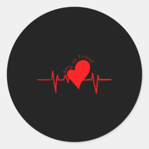 Fortsätt Tickin! Ekg Hjärtbeat Ko Ventil Hjärtpati Runt Klistermärke