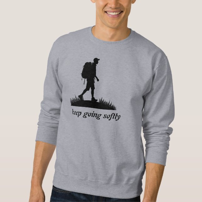 Fortsätt varsamt – Minimal text Sweater T-Shirt Lång Ärmad Tröja (Framsida)