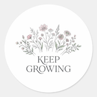 Fortsätt Växa Minimalistisk Vildblomma Botanica-de Runt Klistermärke