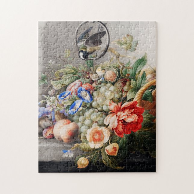 Fortsatta livblommor och frukt, klassisk konst pussel (Vertikal)