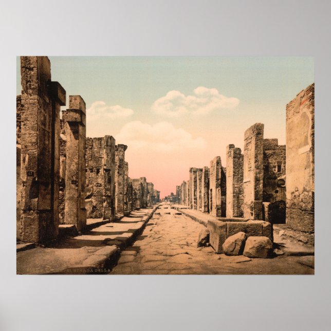Fortuna Street, Pompeii, Kampanien, Italien Poster (Framsidan)