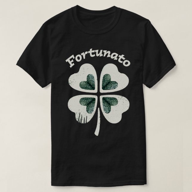 Fortunato Emblem Distress FourLeaf Graphic Desig T Shirt (Design framsida)