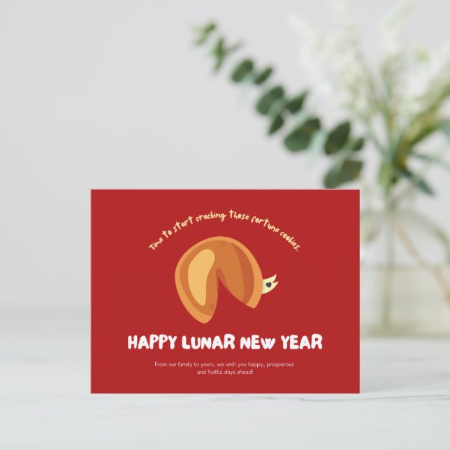 Fortune Cookie Chinese Lunar New Year Design Vykort (Stående Fram)