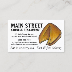 Fortune Cookie Chinese Restaurant Food Chef Middag Visitkort
