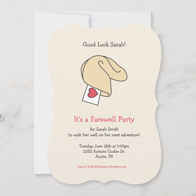 Fortune Cookie Lycka till / Farewell-inbjudan Inbjudningar (Framsida)